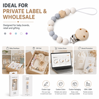 Attache sucette en Silicone, perles en bois pièces, pour bébé, chaîne motif fleurs artificielles, Logo personnalisé