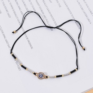 12pcs Handmade Minimalism Black Rope Knotted Charms Miyuki Beaded Crystal Alloy Evil Eye Bracelets for Girls - Product Image 4