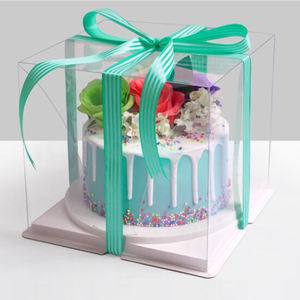 Molto <span class=keywords><strong>facile</strong></span> da montare scatola trasparente usa e getta per cibo torta fiore scatola Engangsklar 2 parti in 1 scatola torta per regalo - Product Image 1