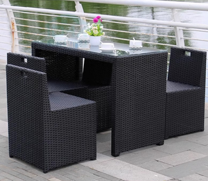 Moderno e durevole telaio <span class=keywords><strong>in</strong></span> alluminio <span class=keywords><strong>Rattan</strong></span> tessuto tavolo da pranzo all'aperto e sedie Set <span class=keywords><strong>per</strong></span> balcone terrazza Patio - Product Image 5