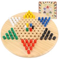 Jeu de société familial classique en bois avec billes colorées, jeu de dames chinoises en bois pour enfants et adultes