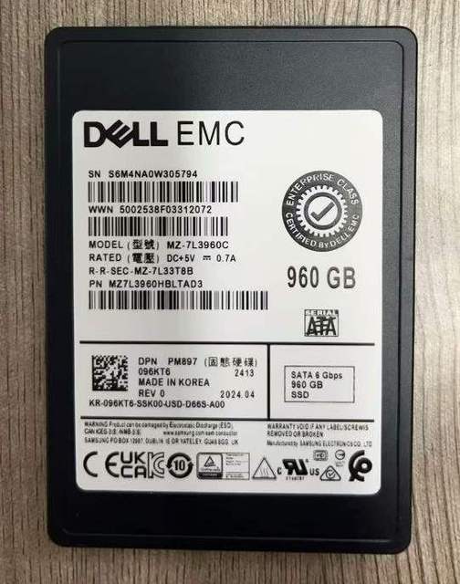 PM897 960GB SATA 6Gbps 2.5'' Internal Metal Enterprise SSD MZ-7L3960C 096KT6 Mixed Use Solid State Drive for PowerEdge Server