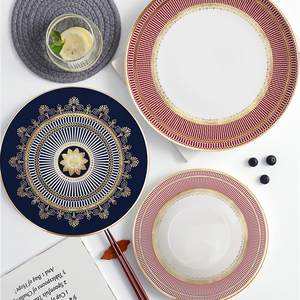 Xương Trung Quốc đặt bữa ăn tối với màu đỏ Danube Bộ đồ ăn nhà hàng Bộ đồ ăn bao gồm hình bầu dục Platter, Bộ món ăn tối, cốc sang trọng - Product Image 3