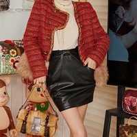Neuer Hochwertiger Luxus-Damenrock aus Echtem Leder, Natürlicher Schafsleder-Minirock mit Schleife, Hochgeschnittener Kurzer Bodycon-Rock, Vielseitig für den Herbst