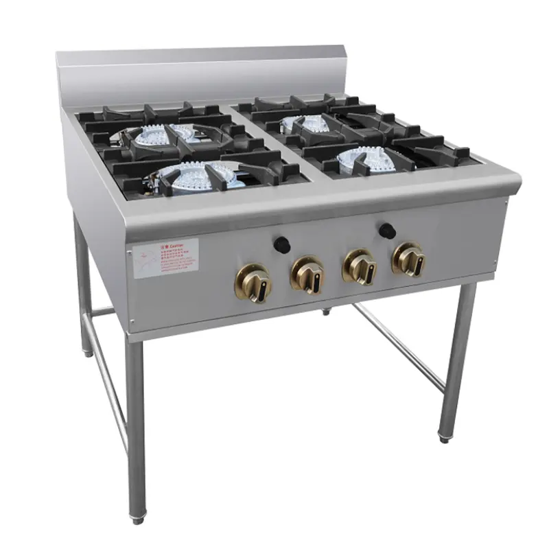 Equipamento de cozinha de alta qualidade Fogão a gás de aço inoxidável 4 queimadores