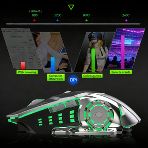 Ratón Inalámbrico Recargable para Juegos con Iluminación Colorida y 4 Velocidades DPI para Computadora Portátil - Product Image 4
