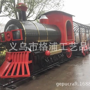 โมเดลรถไฟขนาดใหญ่แบบกำหนดเอง ทำจากโลหะ สำหรับตกแต่งภายนอกอาคารเชิงพาณิชย์ ดีไซน์สีแดงและสีดำ เหมาะสำหรับจัดแสดงในสวนสาธารณะหรือห้างสรรพสินค้า - Product Image 2