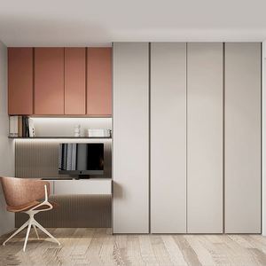 Muebles de dormitorio de diseño moderno Armario de madera portátil y ajustable con puerta de madera maciza para uso doméstico - Product Image 1