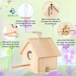 Houten Vogelhuisje Met Baars & Slot: Milieuvriendelijk Onderdak Voor Het Aantrekken Van Vogels Naar Achtertuinen, Tuinen Als Charmant Decor - Product Image 6