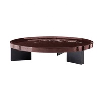 Table à thé italienne de luxe légère et minimaliste de forme ronde en bois fumé ensemble de tables basses en bois pour salon moderne