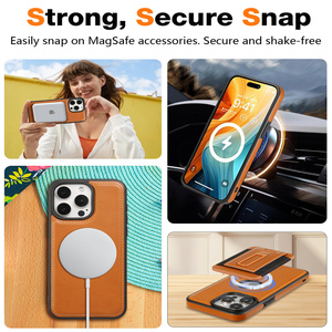Étui de <span class=keywords><strong>T</strong></span>éléphone Professionnel en Cuir PU Magnétique pour iPhone 13 14 15 16 Pro Max Avec Porte-Cartes Support Multi-Fonctions Anti-Choc - Product Image 4