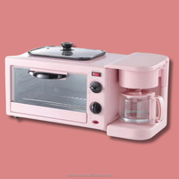 Mini Four Grille-Pain Électrique, Cafetière, Poêle à Frire, Machine à Cuire 3 en 1, Multifonction pour le Petit-Déjeuner