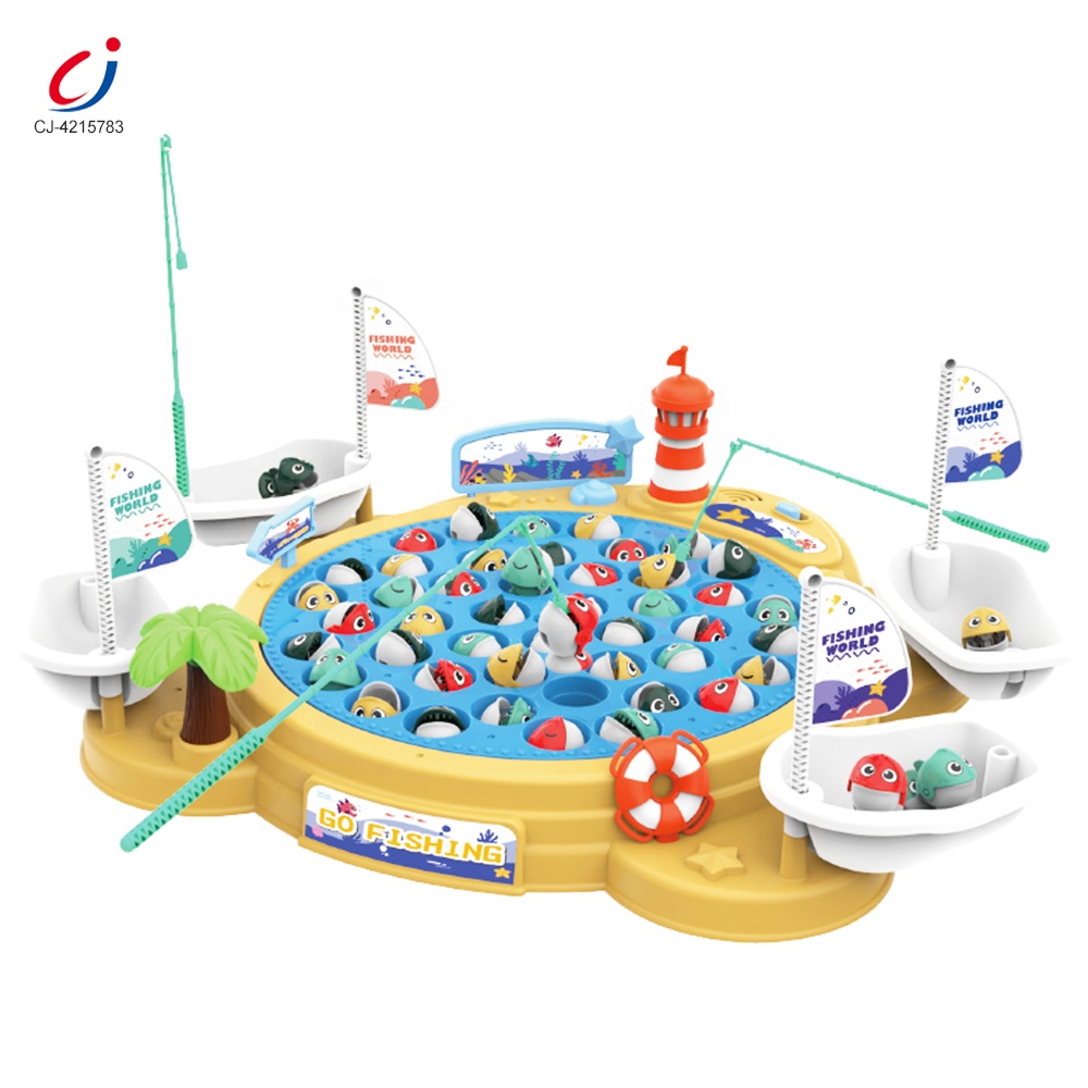 Chengji Magnetic Fishing Game Board Toy Kid Educational Electric Music Interactive Multifunction Fishing Toy with Rotating Board