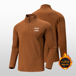 Camiseta Deportiva de Media Cremallera para Hombre, Informal, para Deportes al Aire Libre, de Secado Rápido, Transpirable, de Poliéster, para Fitness, Running, Estampado Sólido, al por Mayor - Product Image 3