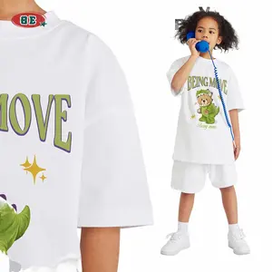 Set di abbigliamento per ragazze estive 05G Heavy Kids Fun Bear Dinosaur Print maglietta di compleanno per bambini maniche corte Set di T-Shirt per bambini