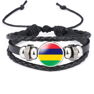 Bracelet en fil ciré tressé avec drapeau national de <span class=keywords><strong>Maurice</strong></span>, cordon réglable, souvenir multiculturel de l'île, cadeau - Product Image 1
