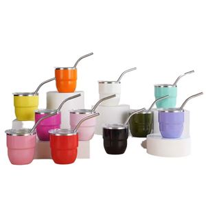 Wholesale Outdoor 4Oz Double Wall Stainless Steel Mini Thermos Bowl <b>Small</b> Wine Glass Coffee Mug <b>Cup</b> With Straw Lid - Product Image 1
