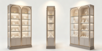 Luxuriöse Uhren-Vitrine mit LED-Beleuchtung, Gehärtetem Glas und Goldenem Metallrahmen für Einzelhandel und Boutiquen