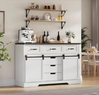 Meuble de bar à café et à vin multifonctionnel écologique en panneaux de bois modernes, réglable, avec portes coulissantes pour salle à manger