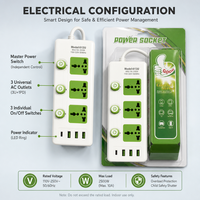 Bloc de charge universel à commande indépendante avec 3 prises CA et triple USB Type C pour écoles, hôpitaux et dortoirs – Fourniture directe usine