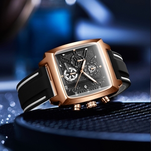 Aocasdiy Đồng hồ phát sáng trong bóng tối đa chức năng kinh doanh hình vuông đơn giản thời trang thương hiệu độc lập dành cho nam - Product Image 3