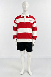 Camicie da <span class=keywords><strong>uomo</strong></span> ricamate con strass, <span class=keywords><strong>a</strong></span> maniche lunghe, con colletto alla coreana, in tessuto 100% cotone, <span class=keywords><strong>a</strong></span> <span class=keywords><strong>righe</strong></span> <span class=keywords><strong>rosse</strong></span> e bianche, stile High Street. - Product Image 4