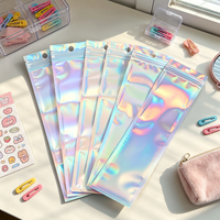 Pochettes auto-adhésives holographiques épaisses avec fenêtre transparente, sacs cadeaux pour bijoux, cosmétiques et petits articles quotidiens
