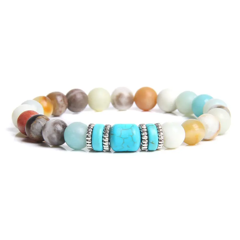 New Arrival Fashion Handmade 8MM Colorful Natural Stone Green Turquoise Bracelet Jewelry