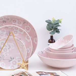 Vajilla Redonda de Cerámica o Porcelana Estilo Japonés con Diseño de Sakura, Vajilla Romántica para la Mesa, Platos para la <span class=keywords><strong>Cena</strong></span> - Product Image 1