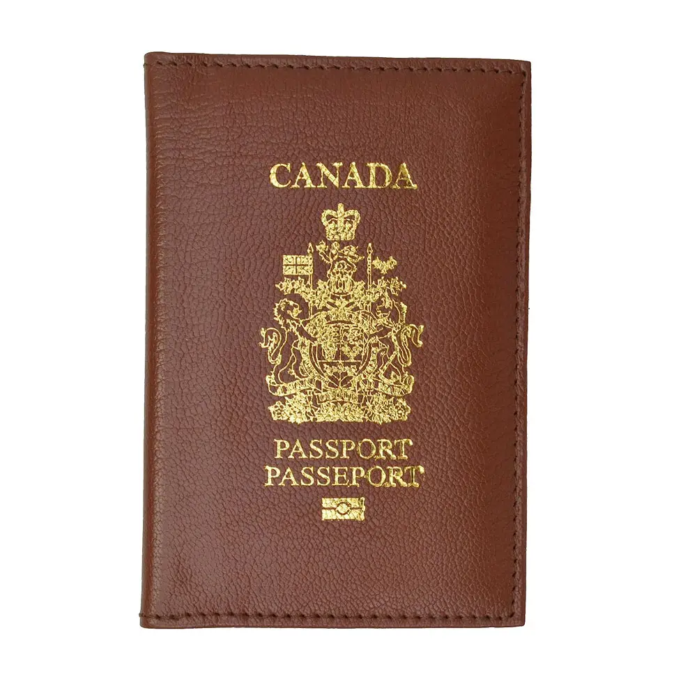 Premium Passport Wallet Canada Passport Cover Genuine Leather Passport holder with Emblem