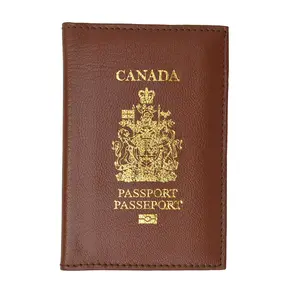 غطاء جواز سفر فاخر من الجلد الأصلي مع شعار