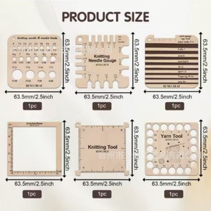 Cross-border wooden blank <b>square</b> knitting <b>tool</b>, wooden letter yarn knitting machine, knitting frame, density ruler, measuring - Product Image 4