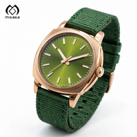 Montre-bracelet à quartz minimaliste Migaga, légère, étanche 100 m, bracelet en nylon NATO 22 mm, cadran vert, pour homme