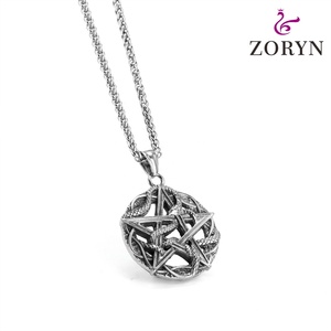 Pendentif maçonnique en acier inoxydable, pentagramme, crâne, gothique, punk, vintage, occulte, mystique, bijoux en acier titane pour hommes - Product Image 5