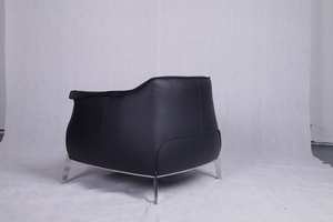 Modernos muebles de diseño Poltrona Frau Archibald Silla de salón gran confort de reproducción en la parte superior de la anilina de cuero negro - Product Image 4