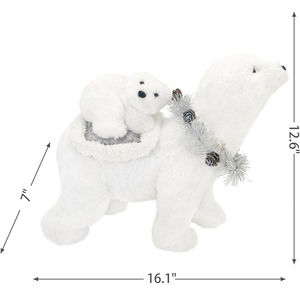 Decoraciones Navideñas de Oso Polar de Piel Sintética Blanca con Guirnalda, Decoraciones de Animales para Bebés y Mamás, Decoraciones Navideñas de Invierno - Product Image 2