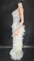 Robe de soirée sirène sexy en maille transparente pour femme, ornée de strass argentés, col halter, dos nu, tenue de luxe pour soirée et scène