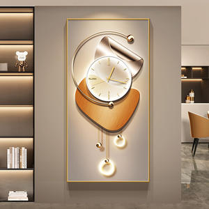 Horloge murale moderne de luxe en diamant, toile d'art, cadres en porcelaine cristalline, horloge abstraite avec peintures de paysages lumineux - Product Image 1