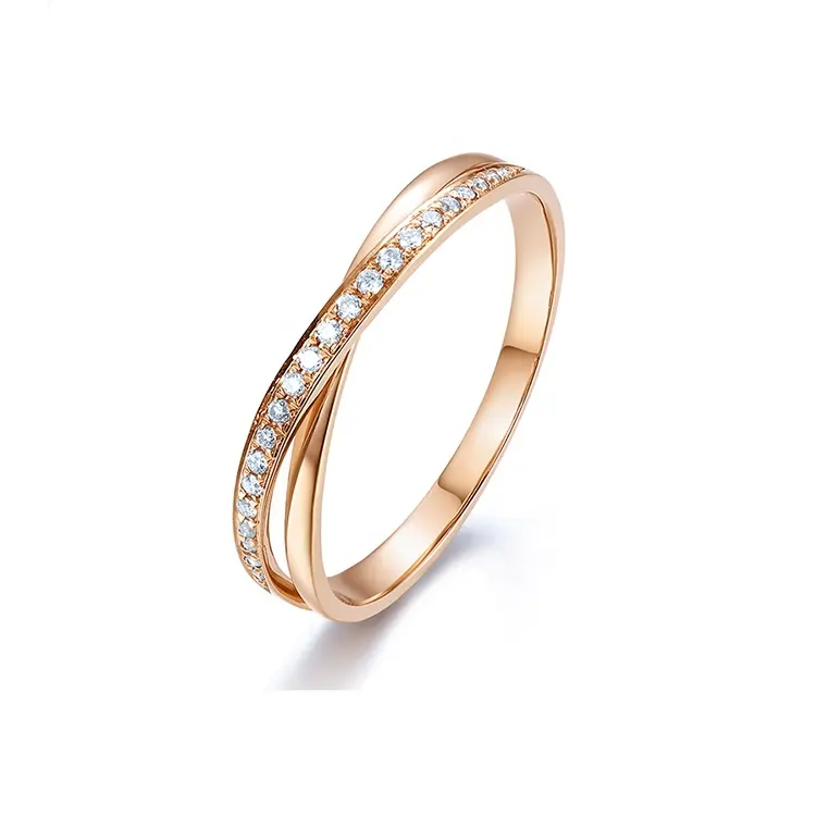 De alta calidad de la plata esterlina 925 de la joyería de las mujeres Rosa chapado en oro anillos de boda con Zirconia cúbica