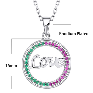 YILUN giorno della mamma gioielli Multi colore Zirconia 925 in argento Sterling amore ciondolo collana per le donne - Product Image 6