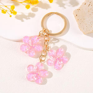 Nouveau porte-clés créatif en résine, fleur scintillante, pentacle, pendentif pour sac de fille, accessoire pour clés de <span class=keywords><strong>voiture</strong></span>, cadeau pour femme - Product Image 4