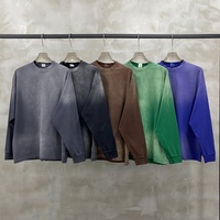 Vêtements de rue personnalisés de haute qualité pour hommes Stock livraison directe t-shirt lavé à manches longues