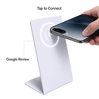 Support de carte NFC vierge blanc en PVC en forme de L pour affichage de table sans contact, certifié ISO14443A CE RoHS, modèle NTAG215