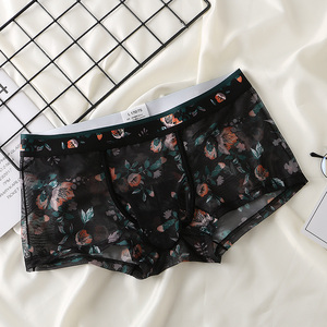 Boxer da Uomo in Rete Trasparente con Stampa Floreale, Tasca a U, Traspiranti e Sottili, Intimo Trasparente per Ragazzi - Product Image 1