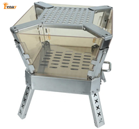 Barbecue pliant efficace en acier inoxydable pour extérieur avec design de chauffage en verre portable