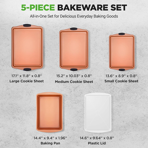 Non-Stick Pan <b>Set</b> 3 Pieces Easy To Clean Food-Grade Carton Steel 5 Sizes Cookie Sheets <b>Bakeware</b> <b>Set</b> - Product Image 4
