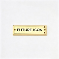 Étiquettes métalliques personnalisées étanches pour sacs avec lettres anglaises perforées, plaques signalétiques en alliage de zinc, logos conformes au commerce transfrontalier