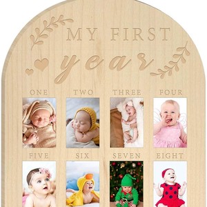 Cadeau personnalisé pour bébé, <span class=keywords><strong>tableau</strong></span> <span class=keywords><strong>photo</strong></span> en bois pour la première année du bébé - Product Image 5