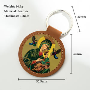 GIVELUCK Llavero de cuero Imagen de joyería religiosa "Nuestra Señora del Perpetuo Socorro" Patrón personalizado para personalizar al por mayor - Product Image 2