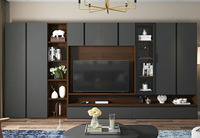 Meuble TV et Table Basse en Bois Personnalisables Nouveau Design 2,0 Mètres Meubles de Salon Modernes Noir Vente Chaude